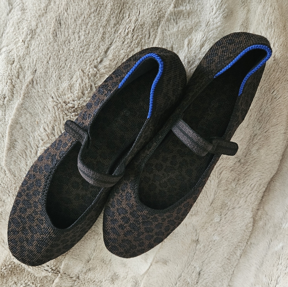 Rothy's square toe mary jane leopard flats